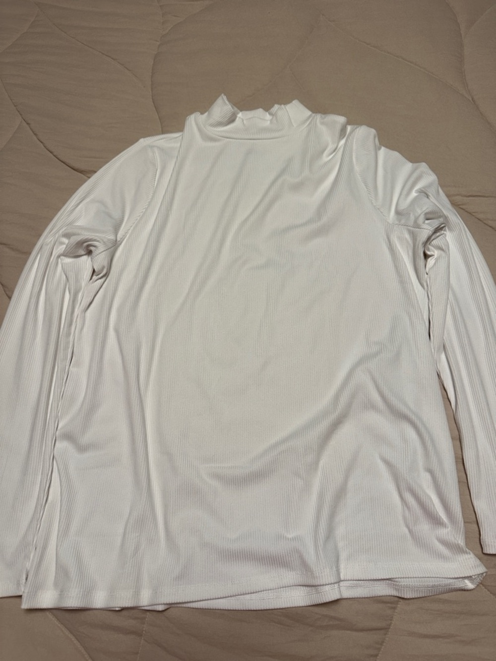 No Boundaries Cream Ribbed Mock Neck Long Sleeve Top